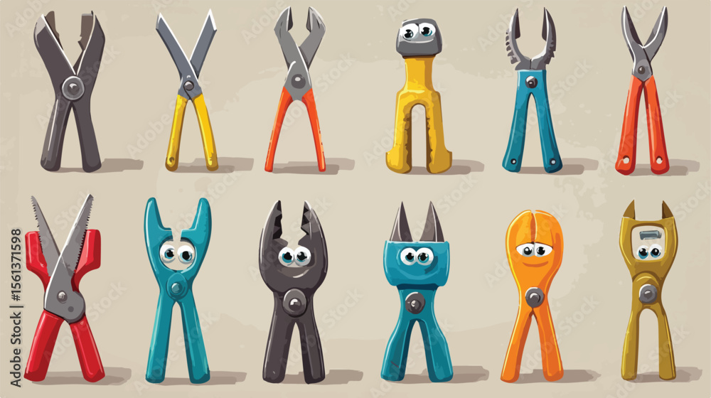 Fototapeta premium Funny Cartoon Nippers DIY Building Tool Character
