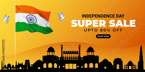 Vector illustration of Indian Independence Day Sale social media template