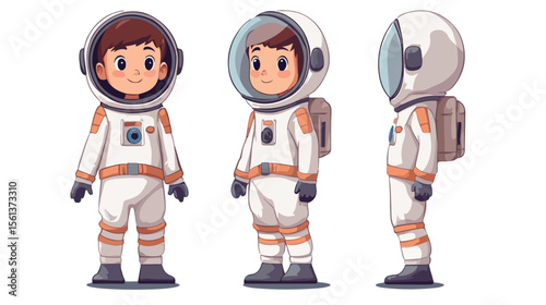 Adorable Cartoon Little Boy Wearing Astronaut Costume