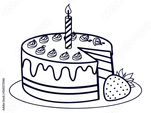 Simple Birthday Cake Candle Design in Vector on White Background