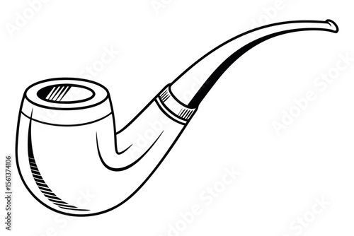 Antique Tobacco Pipe in Retro Style Isolated on White Background
