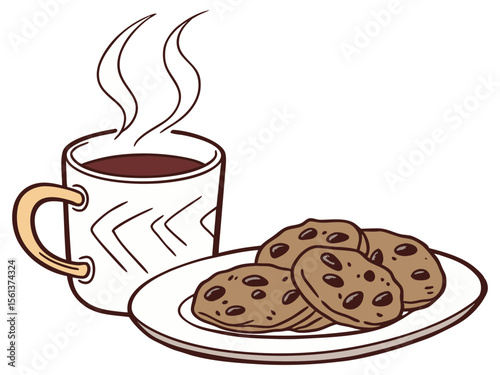 Coffee Time Vector Illustration on White Background for Cafe and Breakfast Themes