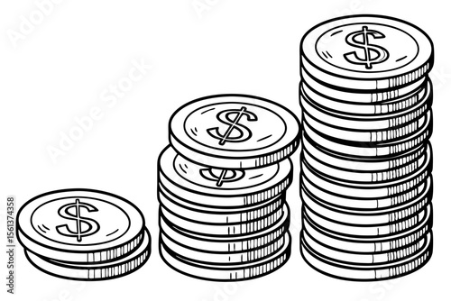 Coin Stack Vector Art for Investment, Finance, and Money Growth Design