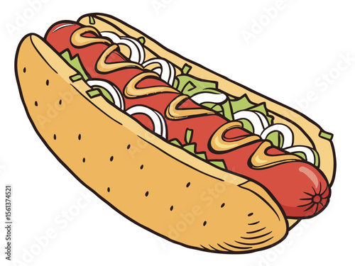 Fast Food Hot Dog Vector on White Background for Snack Icons