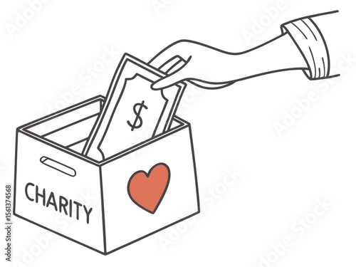 Helping Hand Giving Donation Box Vector for Charity and Nonprofit Design