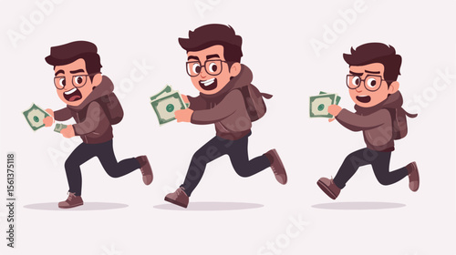 Cartoon Robber Thief Characters Set: Playful Burglar Illustrations