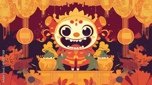Cartoon Spirit in Chinese Hungry Ghost Festival