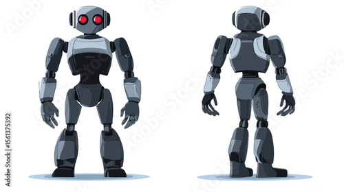 Playful Cartoon Spy Robot Character on White Background