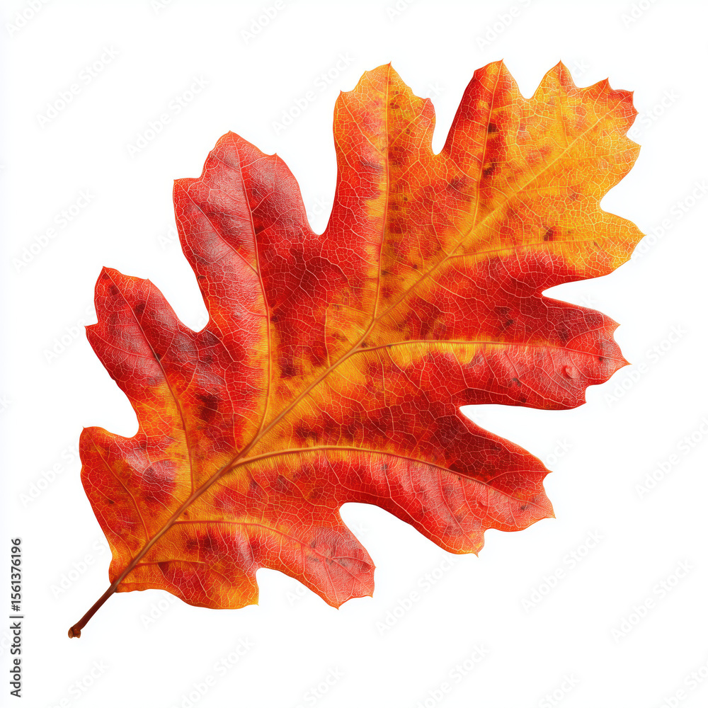 Fototapeta premium Autumn Oak Leaf - Vibrant Fall Colors , white background cut out PNG
