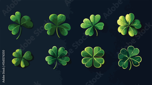 Lucky Clover Casino Games Flat Vector Illustration