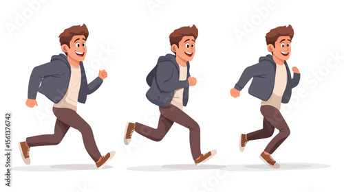 Successful Casual Man Running Away with a Smile