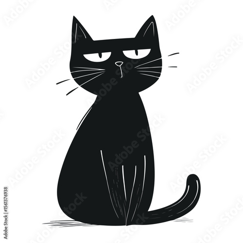 Cute Hand-Drawn Cat Cartoon in Vector Style