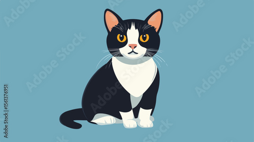 Cute Cat Flat Icon in Vector Illustration Style