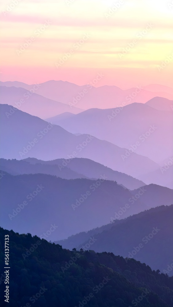 Obraz premium Abstract mountain layers in pink and violet tones.