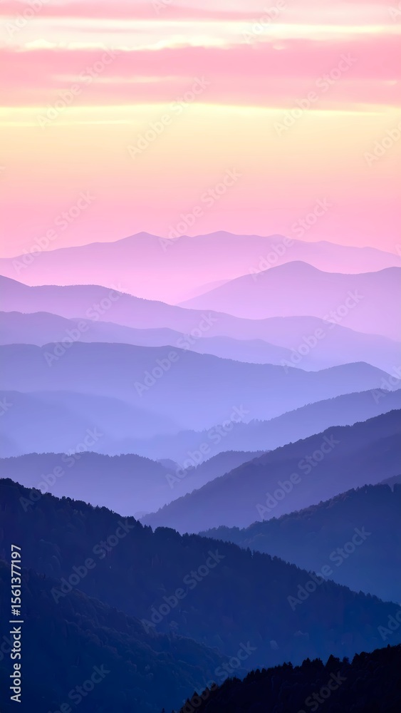 Obraz premium Abstract mountain layers in pink and violet tones.