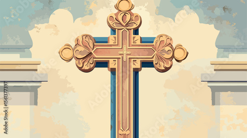 Flat Vector Catholic Cross Illustration for Religious Designs