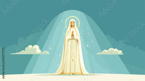 Catholic Virgin of Fatima Flat Vector Illustration