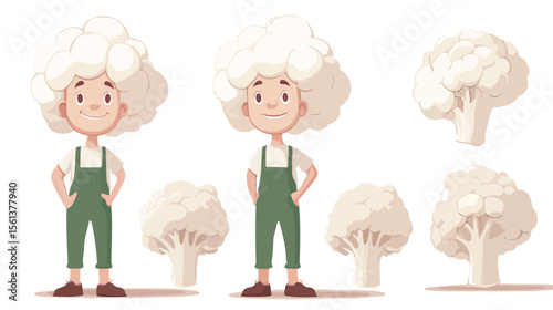 Cauliflower Head Cartoon Builder Vector