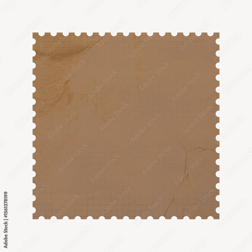 Fototapeta premium Brown postage stamp paper, square shape
