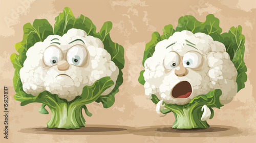 Cartoon Cauliflower Head Eavesdropping Vector Illustration