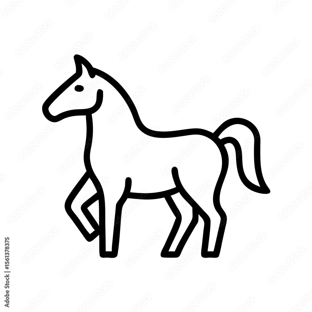 Obraz premium Simple illustration of a horse. Icon vector. Chinese zodiac. Year of the horse. Pony. Horse racing.