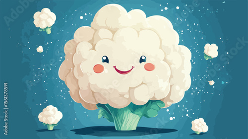 Cartoon Cauliflower Head Painter Illustration