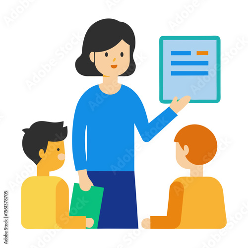 Teacher presenting information to students in a classroom setting