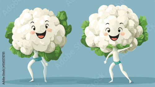 Colorful Cartoon Cauliflower Head Performing Rhythmic Gymnastics