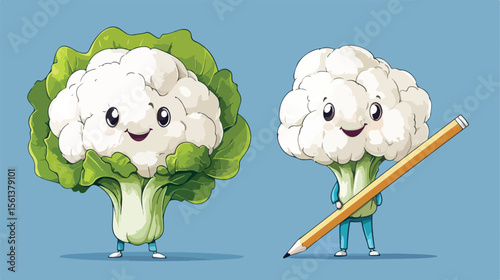 Cauliflower Head Cartoon Drawing with Pencil