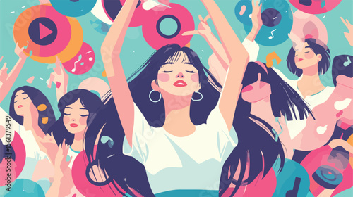 K-Pop Style Flat Vector Illustration - Trendy and Colorful Music CD Design
