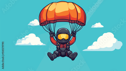 Skydiving Cartoon Mascot Vector Character Illustration