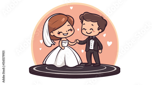 Wedding Cartoon Mascot Vector Flat Design Illustration