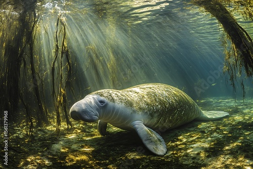 Swimming manatee underwater in seagrass crystal river florida nature photography aquatic environment underwater view