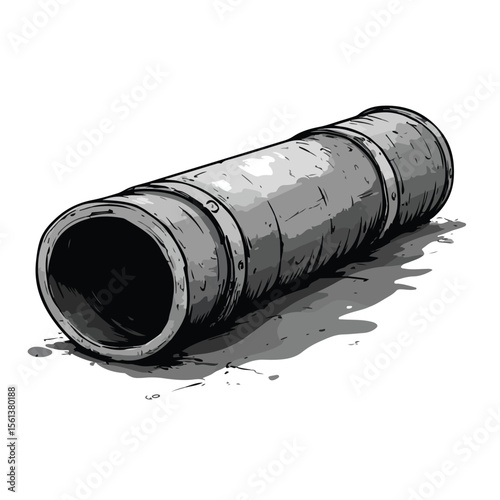 Cement Pipe Cartoon Vector and Illustration, Hand Drawn Style