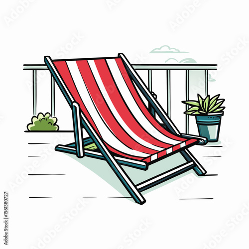 Folded Deck Chair on Balcony for Labor Day Celebrations, Outdoor Relaxation, Home Decor, Summer Vibes, and Holiday Gatherings  