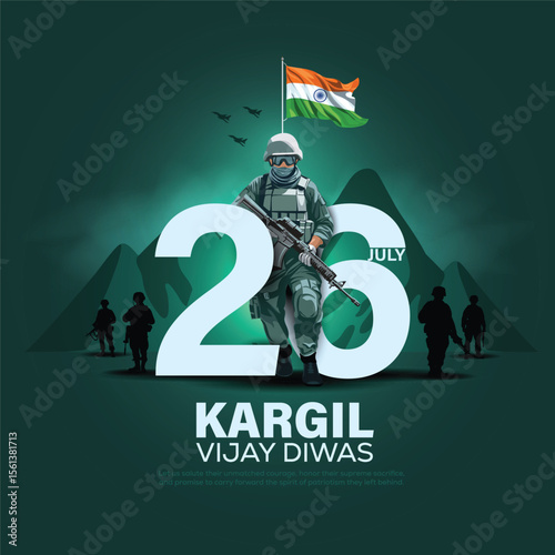 kargil vijay diwas. People remembering and celebrating victory day of indian army. 26 july kargil vector illustration of Kargil vijay diwas.