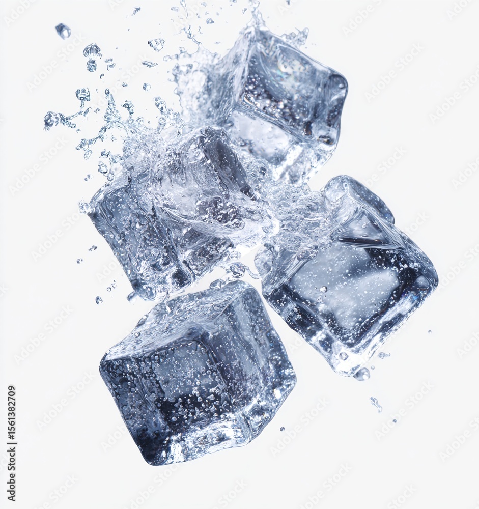 Obraz premium PNG Exploding ice cubes crystal accessories transparent. High quality