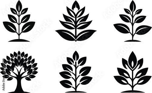 Tob Plant silhouette vector icon set