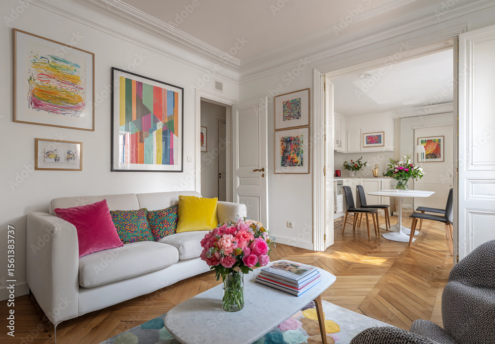 Naklejka premium Colorful Interior Design Mockup – Vibrant and Stylish Home Decor