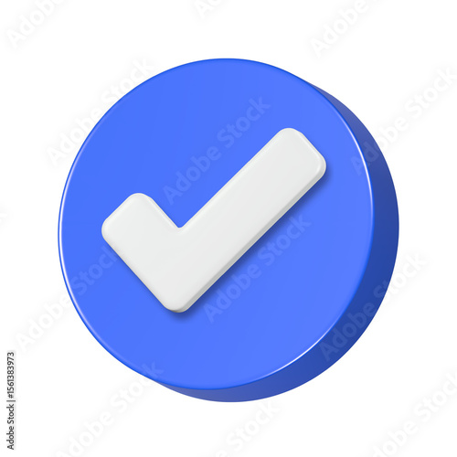 checklist icon blue color 3d rendering