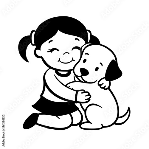 Girl with puppy Pretty dog and a little cute girl 