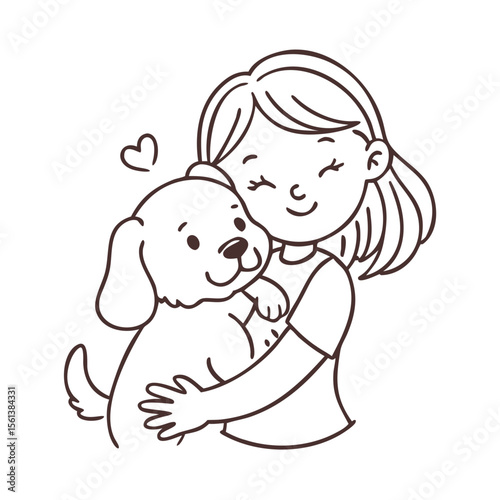 Girl with puppy Pretty dog and a little cute girl 