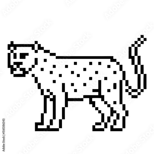 pixel outline of a cheetah in pixel art style highlighting agility and speed