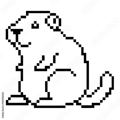 Classic pixel outline of a gopher standing on its hind legs with a friendly expression