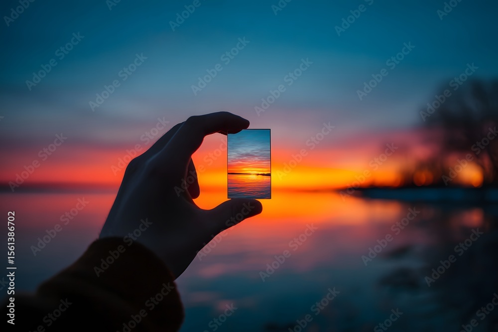 Fototapeta premium Sunset Reflection in Glass Square.