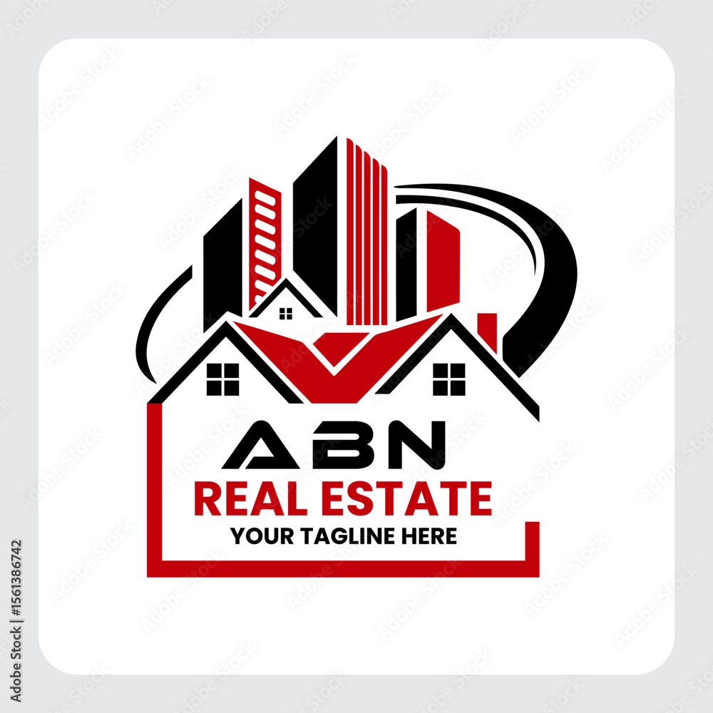 Obraz premium letter ABN building vector, new real estate logo, new ABN real estate logo, ABN logo, ABN home letter logo design, ABN initial construction, ABN real estate logo, icon, logo ABN home logo, art, busin