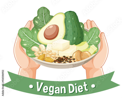 Vegan Diet Illustration with Healthy Ingredients