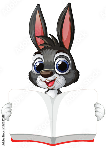 Cheerful Bunny Reading a Book