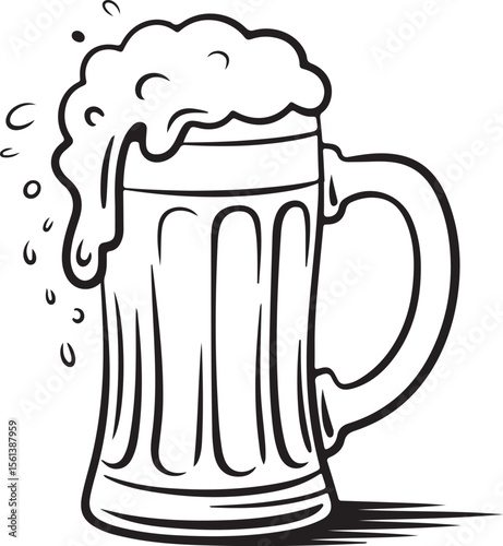 Overflowing Beer Mug Outline: Perfect for Pub Decor and Beverage Themes