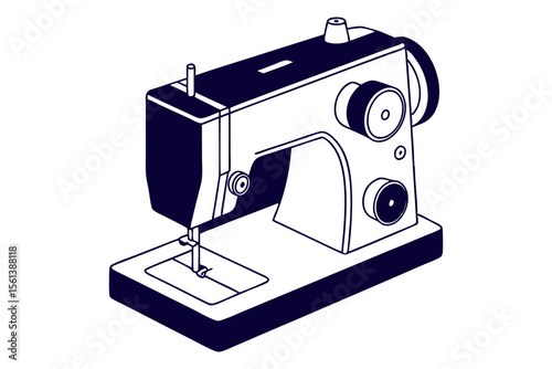 Vintage Sewing Machine Illustration for Fashion or Handicraft Branding